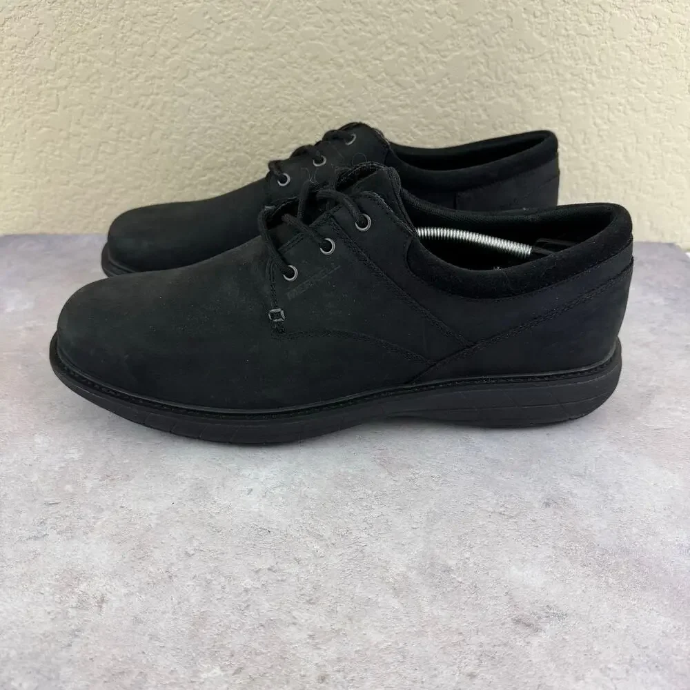 Merrell Shoes Mens Size 14 World Vue Lace-Up Black Nubuck Leather J94019
